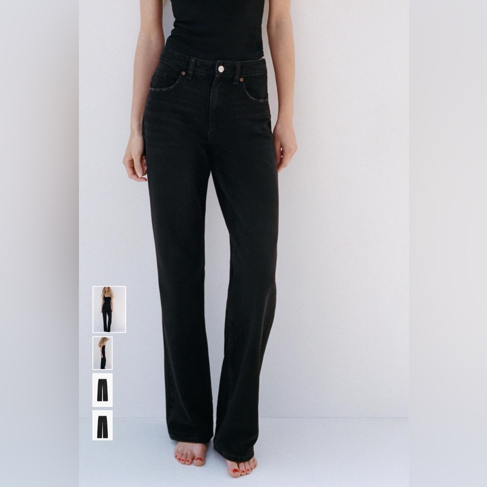 Zara Black Wide Leg Jeans 4